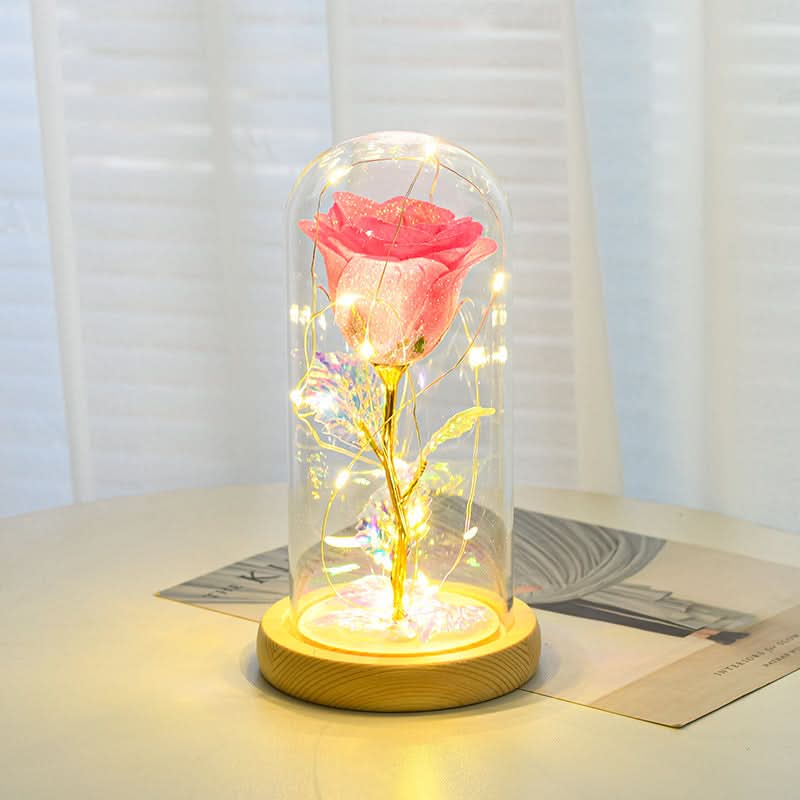 Cadeau de Saint-Valentin pour votre petite amie : Rose éternelle illuminée par LED sous cloche en verre, décoration pour la Saint-Valentin, mariage, fête des mères, cadeau pour femme