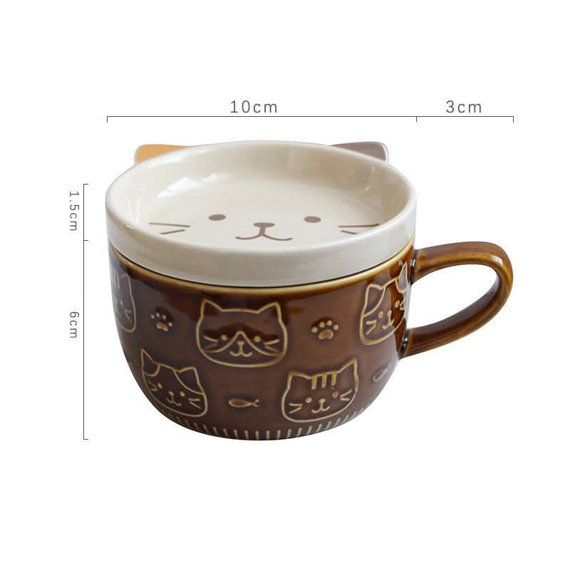 Japanese-Style Ceramic Cat Mugs