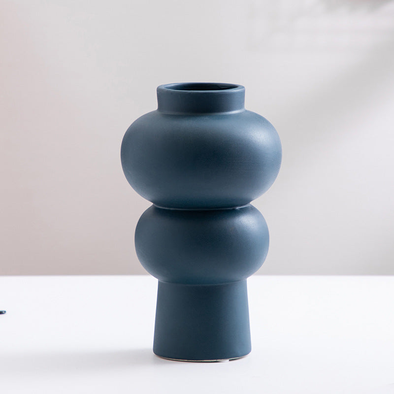 Nordic minimalist ceramic vase, front view