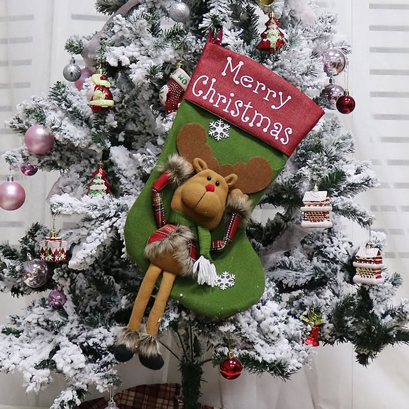 3D Plush Christmas Stockings Set, Large
