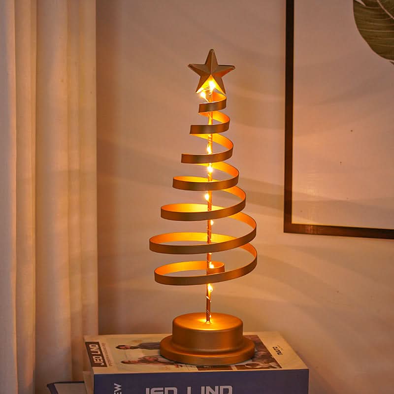 LED Spiral Christmas Tree Table Light, Wrought Iron