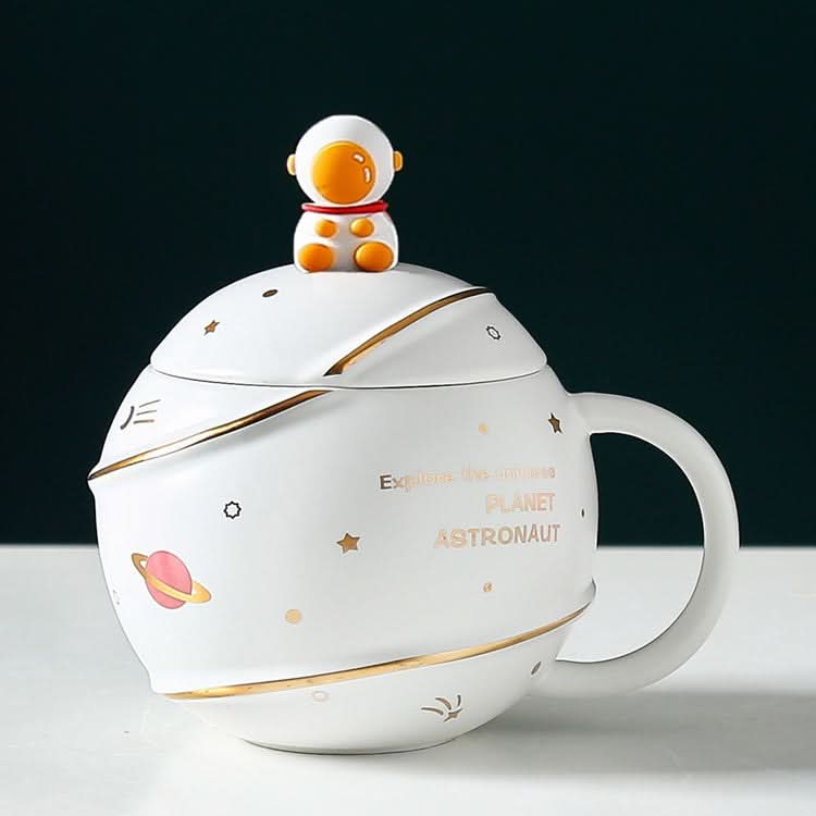 Starry Ceramic Mug With Lid & Spoon