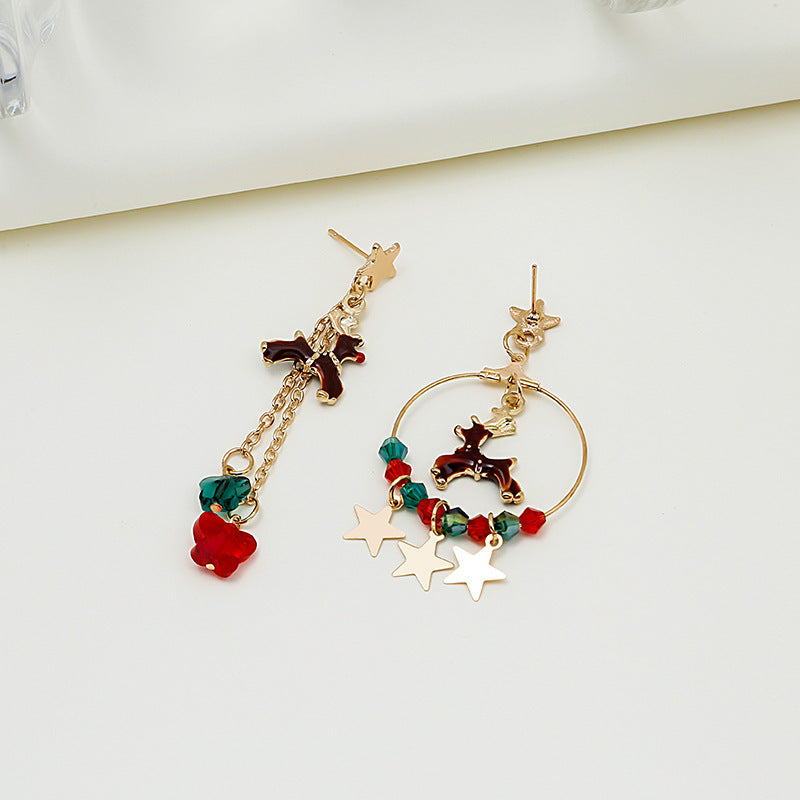 Creative Christmas Elk Star Pendant Set Jewelry Earrings