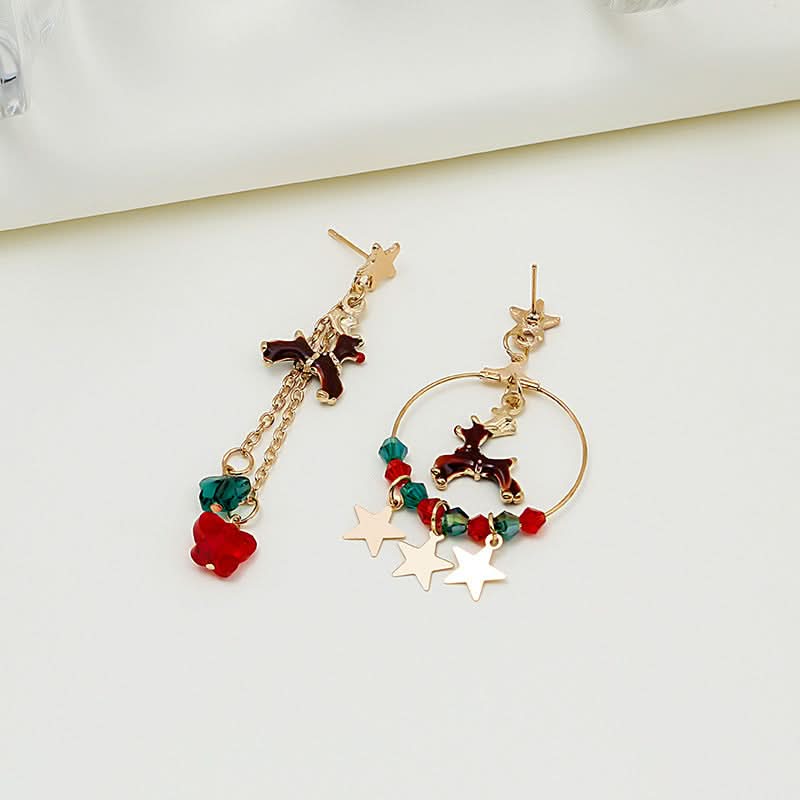 Christmas Elk Star Pendant Earrings Set