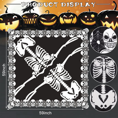 Halloween-Spitzenponcho in Übergröße, Skelett-Umhang, Tag der Toten-Kostüme für Damen, 150 x 150 cm – Verkauf auf Amazon verboten