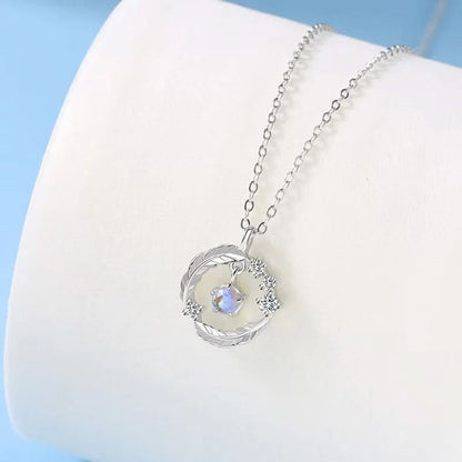 Feather Shaped Silver Plated Necklace with Pendant