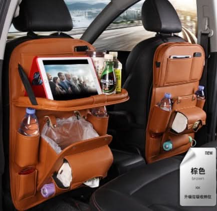Auto-Aufbewahrungstasche aus PU-Leder, multifunktionale Sitzlehnenablage, wasserdichte Auto-Organizer-Tasche, Kfz-Innenausstattung