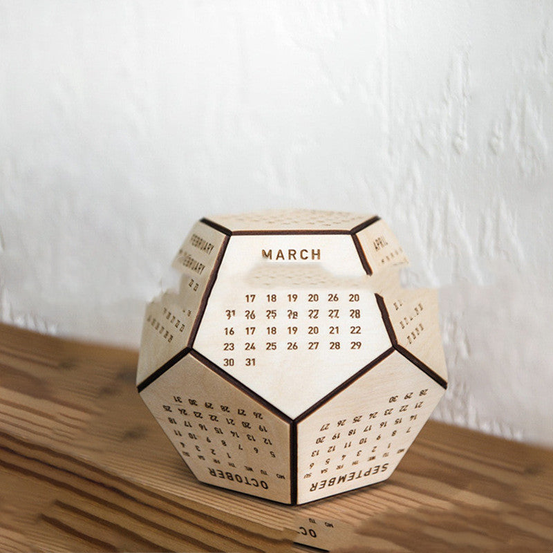 Wooden Calendar Dodecahedron detail
