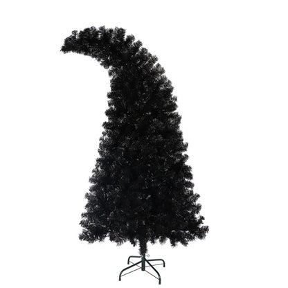 6-foot Artificial Christmas Tree With LED Lights, Pre-lit Curved Artificial Christmas Tree With 900 Tips, Black Christmas Tree