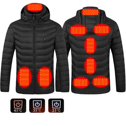 USB Heated Jacket for Men – 3-Level Electric Thermal Coat with Cotton Lining