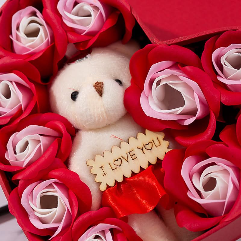 Coffret cadeau de savon en forme de cœur et de rose - Cadeau de Saint-Valentin