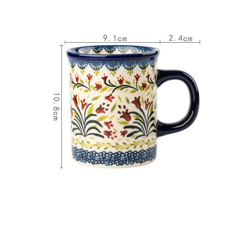 Vintage Floral Pattern Large Capacity Ceramic Mug