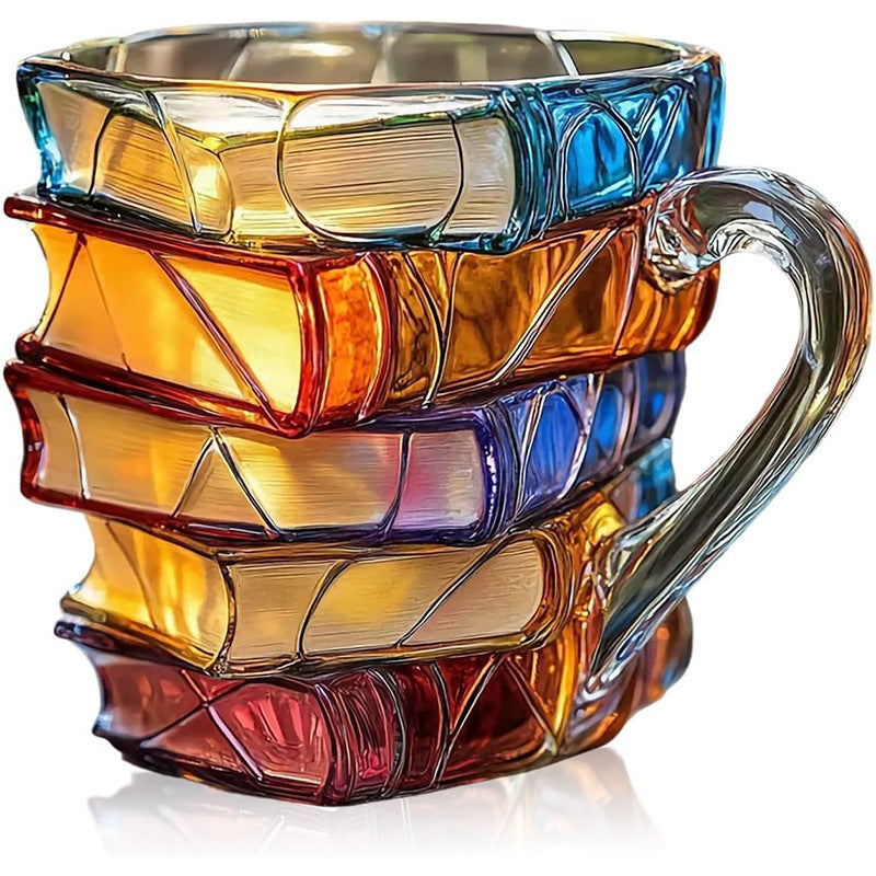 Book-Stacking Coffee Mug, Painted Design - Earthy Cove
