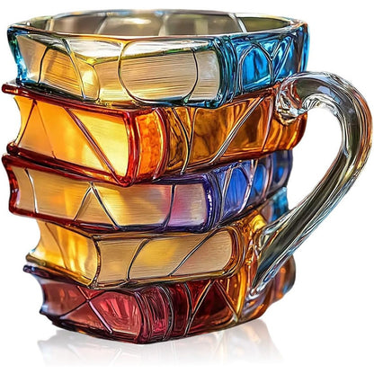 Book-Stacking Coffee Mug, Painted Design - Earthy Cove