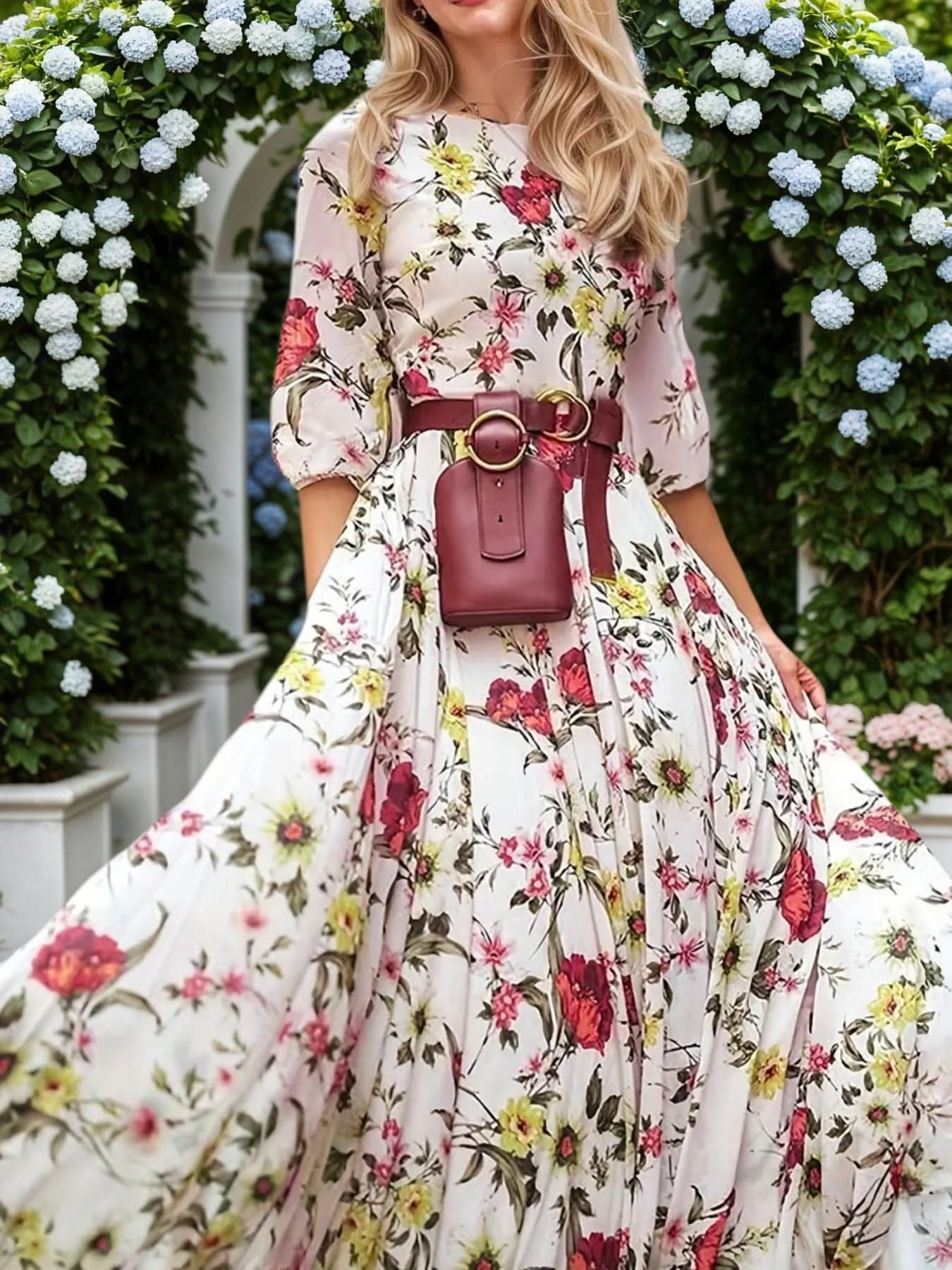Women's Floral Printed Princess Dress