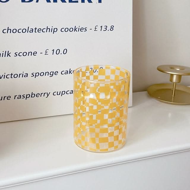 Nordic Plaid Glass Water Cup