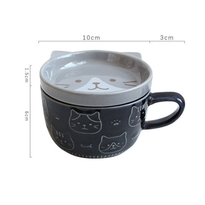 Japanese-style ceramic cat mug