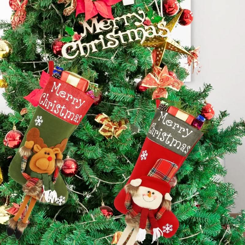 3D Plush Christmas Stockings Set, Large