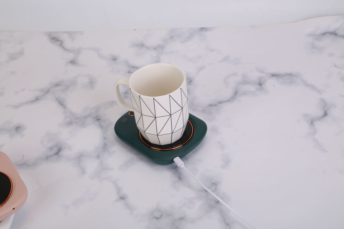 3 couleurs au choix -- Chauffe-tasse électrique de bureau avec arrêt automatique, compatible USB, pour thé, lait et autres boissons. 3 réglages de température.