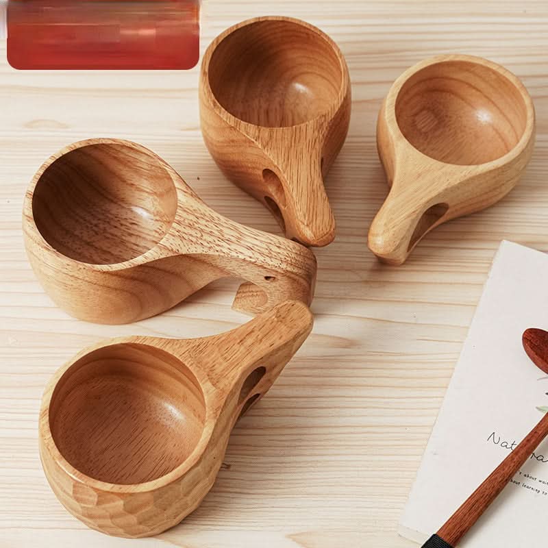 Japanese Style Wooden Mug with Anti-Scald Handle