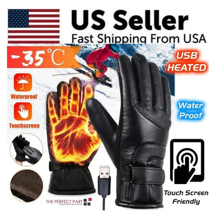USB Heated Gloves for Men & Women – Thermal Winter Gloves for Skiing, Snow, Cold Weather – Touchscreen & Windproof