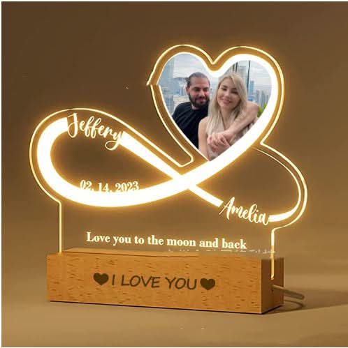 Personalized 3D Infinity Heart Night Light