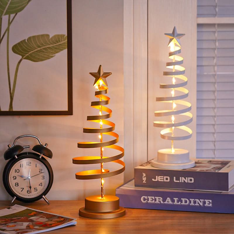 LED Spiral Christmas Tree Table Light, Wrought Iron
