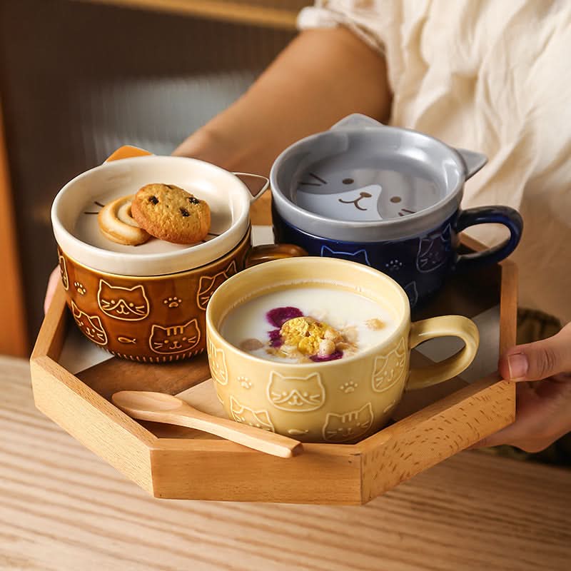 Japanese-Style Ceramic Cat Mugs