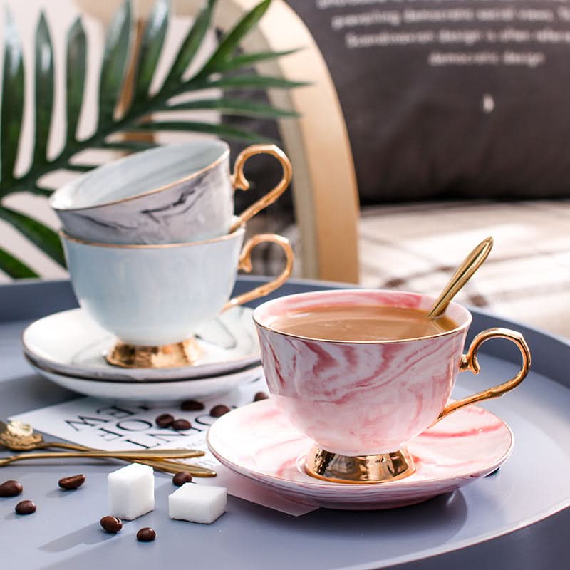 Ceramic Tea Cups and Saucers Set