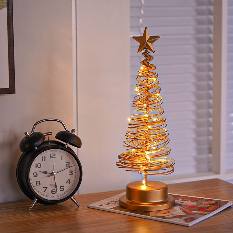 LED Spiral Christmas Tree Table Light, Wrought Iron
