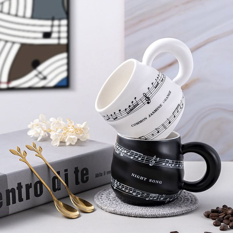 Retro Ceramic Music Mug, Creative Spiral Design