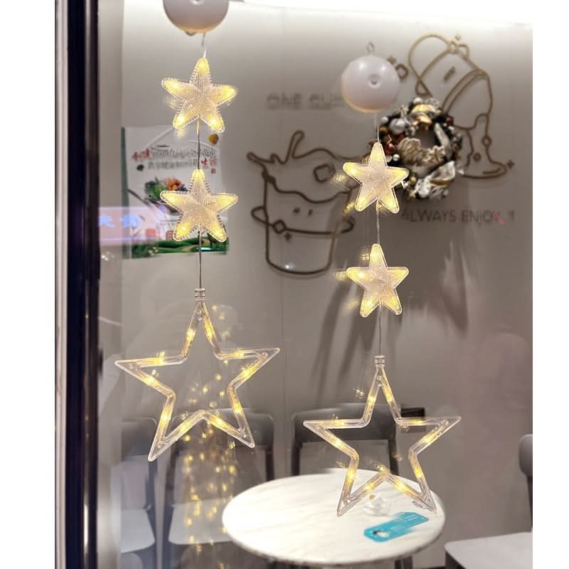 3-Pack LED Star Christmas Window Hanging Lights