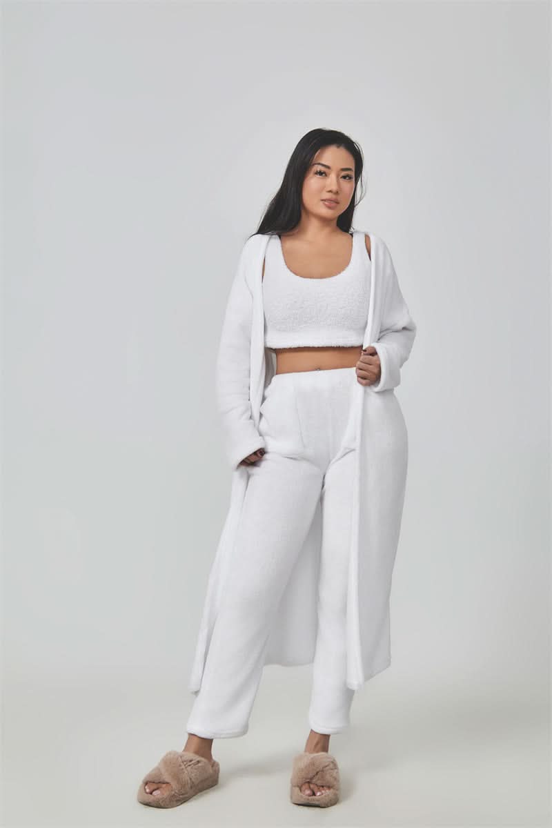 Ensemble pyjama confortable, ensemble de détente 3 pièces, vêtements d'intérieur mignons, ensembles chauds, ensemble assorti, ensemble de détente, ensembles pantalon 3 pièces, robe d'hiver pour femme