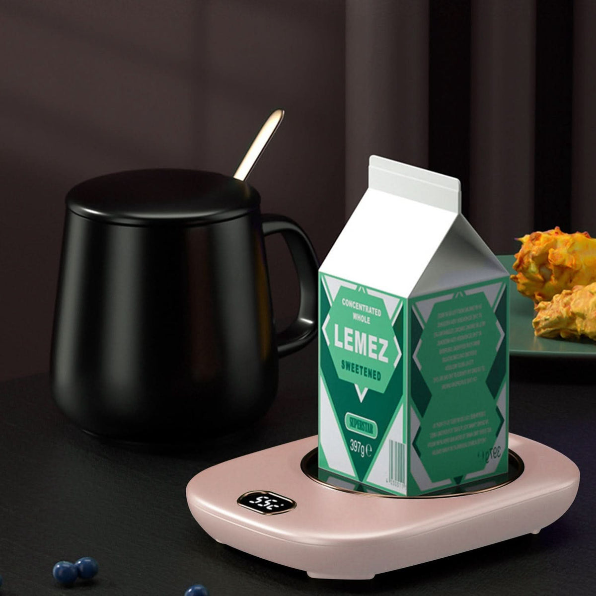 3 couleurs au choix -- Chauffe-tasse électrique de bureau avec arrêt automatique, compatible USB, pour thé, lait et autres boissons. 3 réglages de température.