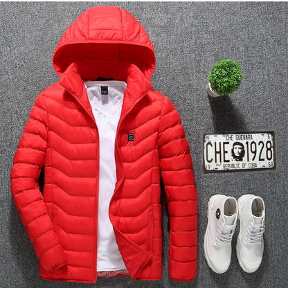 USB Heated Jacket for Men – 3-Level Electric Thermal Coat with Cotton Lining