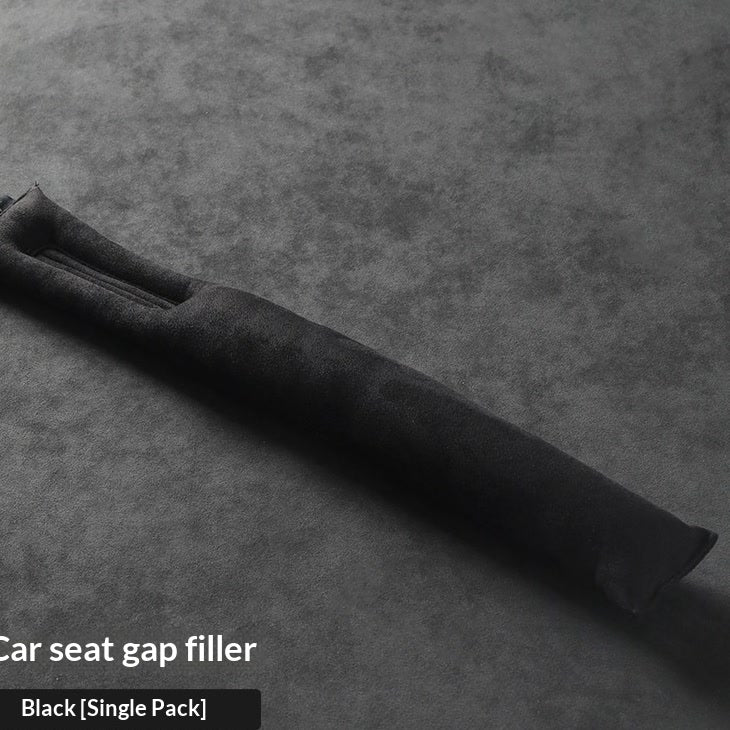 Black suede-velvet car seat gap filler strip