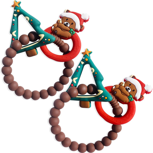 Weihnachtsbär- und Baum-Beißring-Set